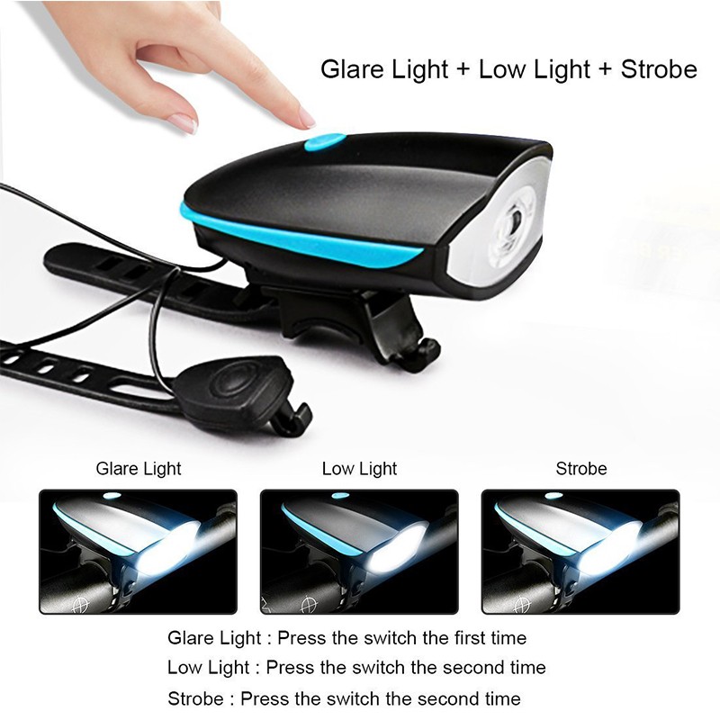 USB Bicycle Headlight with Horn Bell
