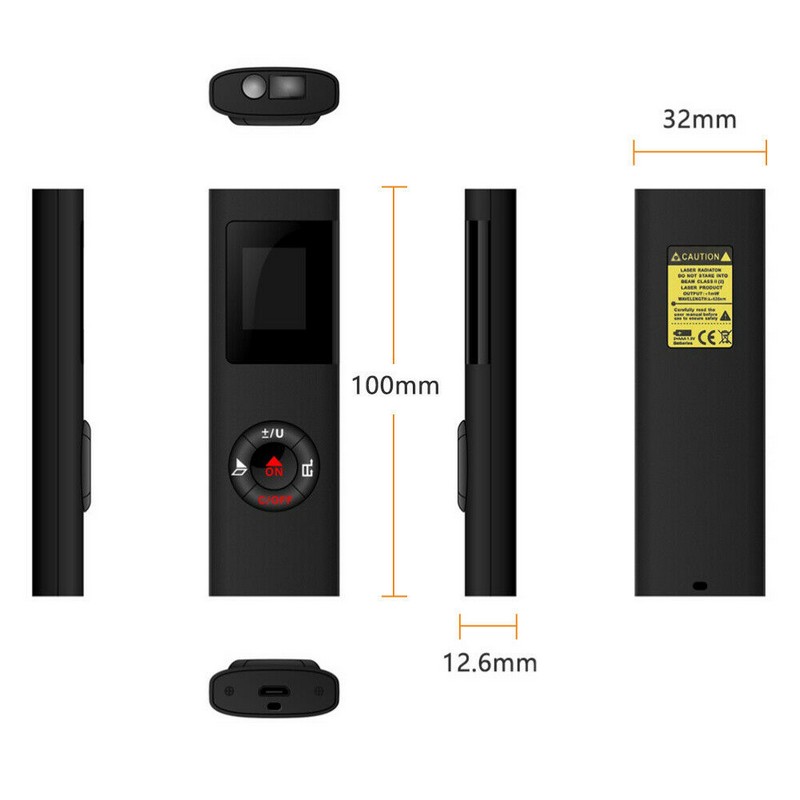 USB Handheld Digital Laser Distance Meter - 40 Meters