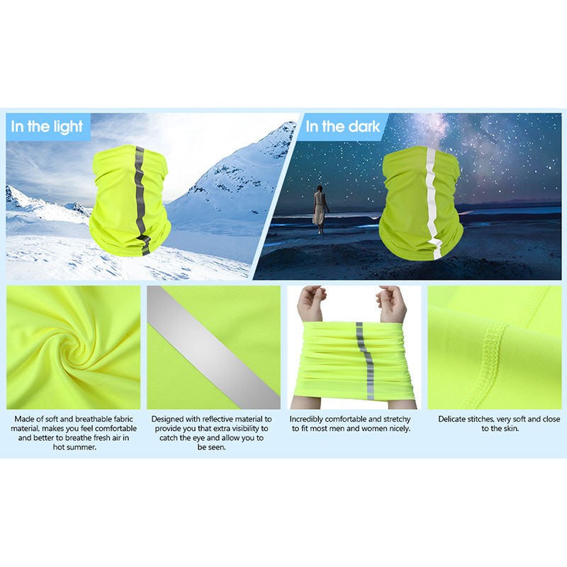 Visibility Reflective Neck Gaiter Safety Bandana UV Protection Scarf