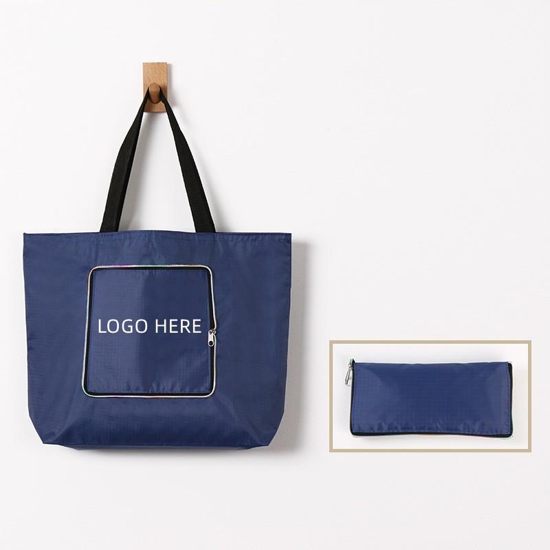 Zippered Folding Shopping Tote Bag